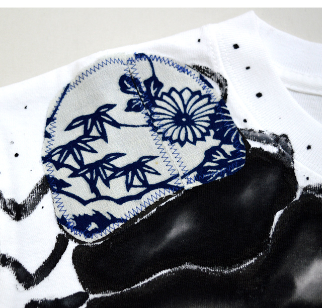 クワガタリメイク半袖Tシャツ 碧 和柄 和風 鍬形 手描き 京都