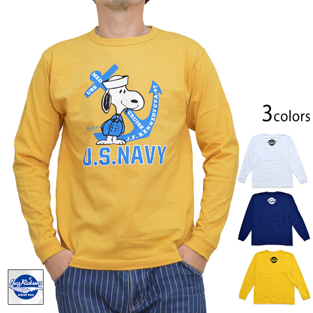 BUZZ×PEANUTS長袖Tシャツ「US NAVY」 BUZZ RICKSON'S BR68621 バズリクソンズ スヌーピー ロングTシャツ