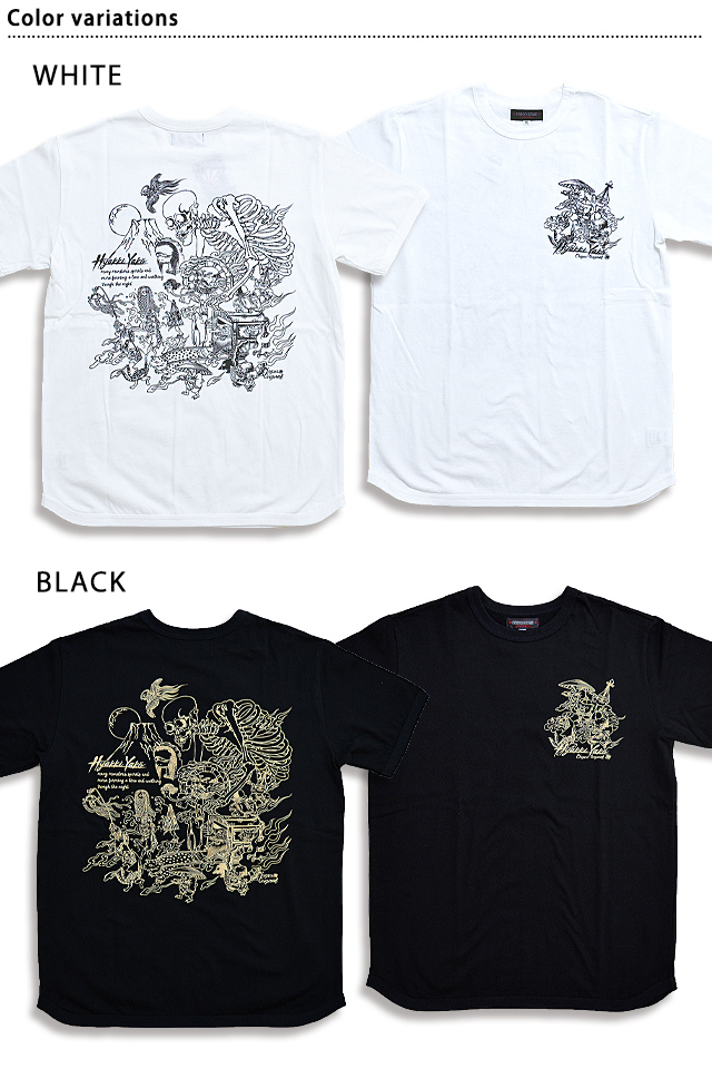 百鬼夜行ラウンド型半袖Tシャツ◆CHIGIRI