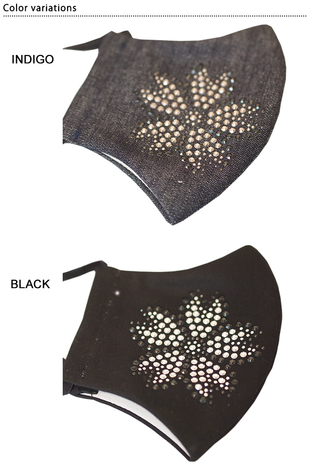 桜ラインストーンマスク Bigサイズ Chigiri ちぎり 和柄 和風 さくら デニム