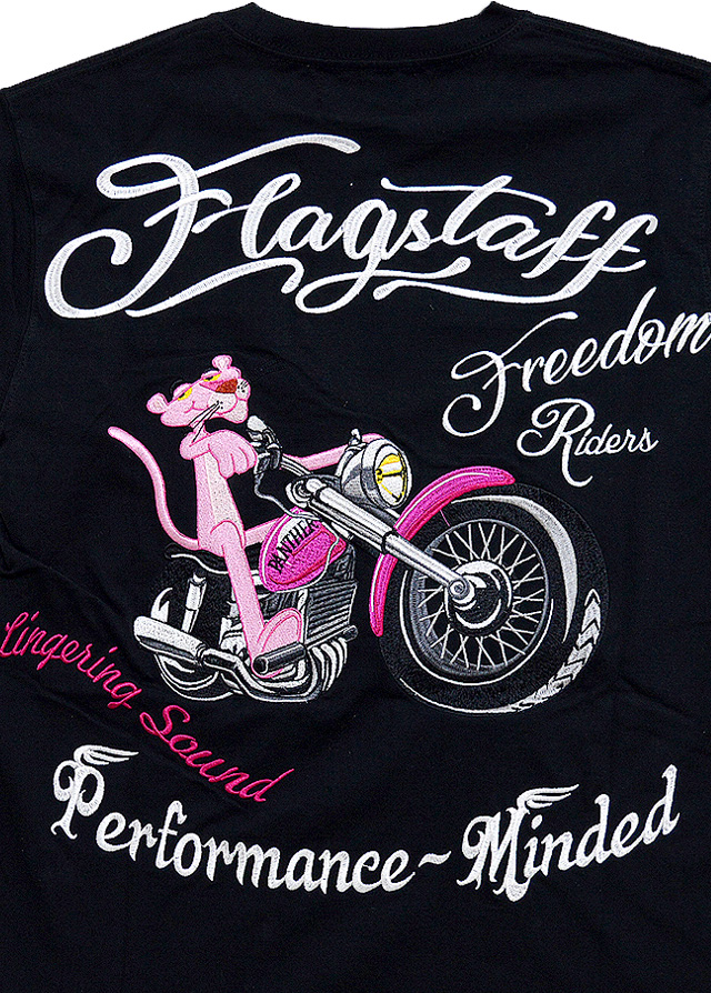 ピンクパンサーコラボ半袖tシャツ Flagstaff 4102 フラッグスタッフ 刺繍 バイカー バイク
