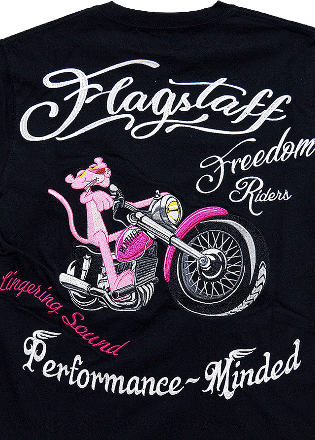 ピンクパンサーコラボ半袖tシャツ Flagstaff 4102 フラッグスタッフ 刺繍 バイカー バイク ピンクパンサーコラボ半袖tシャツ Flagstaff 4102 フラッグスタッフ 刺繍 バイカー バイク