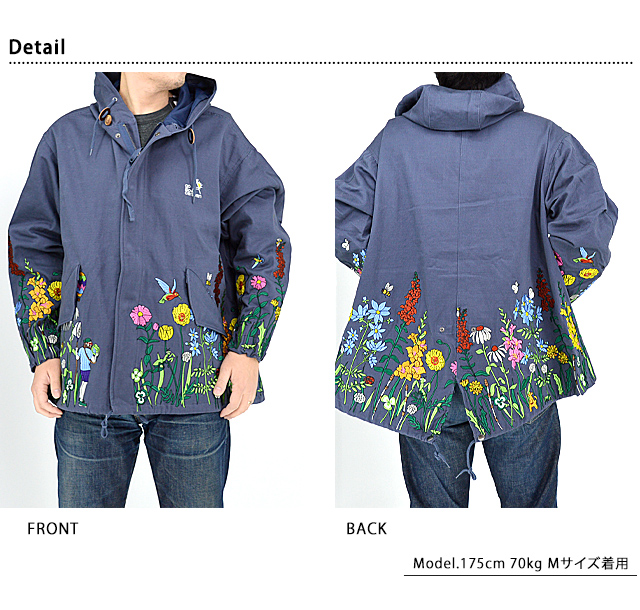 スラブサテンパネル刺繍モッズコート◆go slow caravan