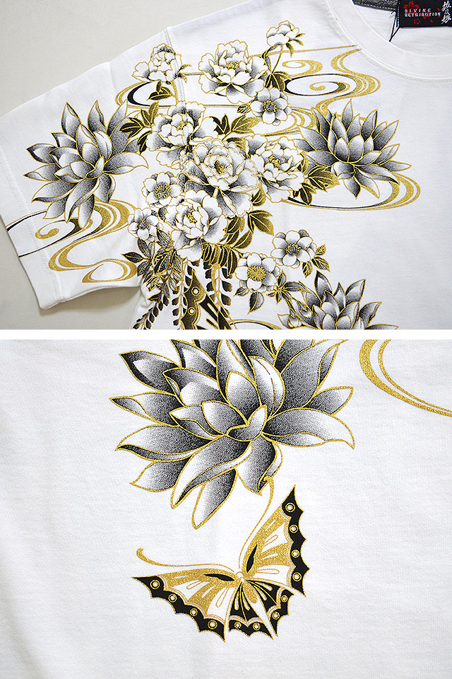 抜刀娘 妃那 蝶の舞半袖tシャツ 抜刀娘 2122 和柄 和風 着物 刺繍 刺青