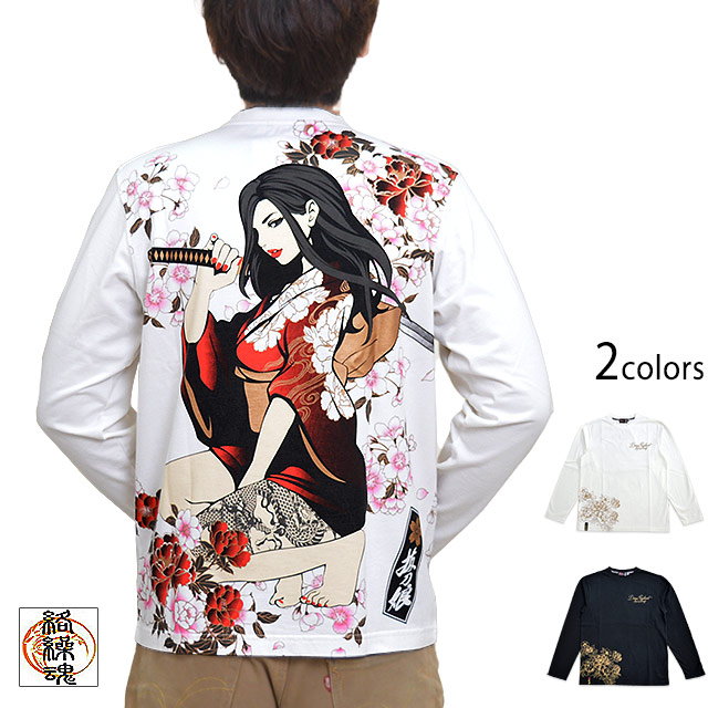 抜刀娘 妃那長袖tシャツ 抜刀娘 4136 和柄 和風 ロングtシャツ 着物 抜刀娘 妃那長袖tシャツ 抜刀娘 4136 和柄 和風 ロングtシャツ 着物