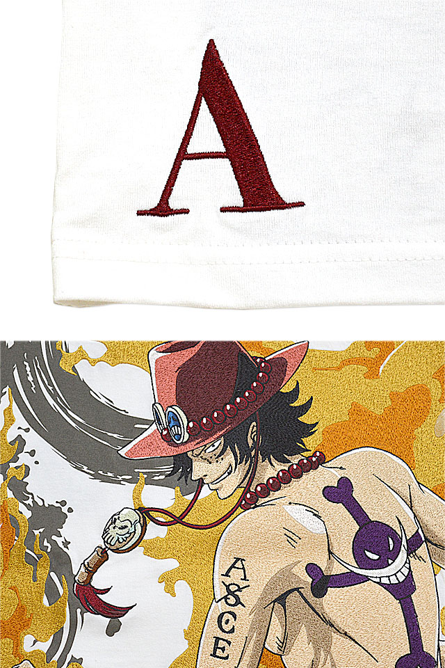 絡繰魂 One Piece メラメラの半袖tシャツ ポートガス D エース 2123 和柄 和風 刺繍