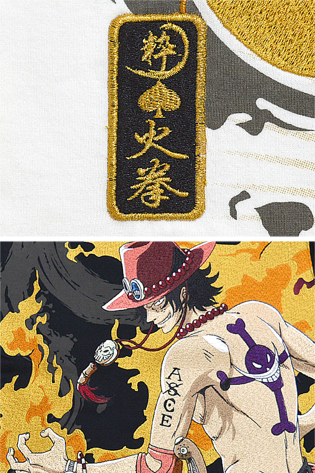 絡繰魂 One Piece メラメラの半袖tシャツ ポートガス D エース 2123 和柄 和風 刺繍 絡繰魂 One Piece メラメラの半袖tシャツ ポートガス D エース 2123 和柄 和風 刺繍