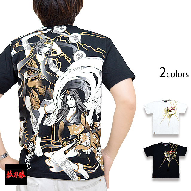 抜刀娘 God Of The Wind God Of Thunder半袖tシャツ 抜刀娘 2231 風神 雷神 和柄 和風