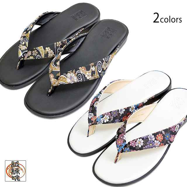 金襴フラップサンダル 絡繰魂 和柄 和風 夏 メンズ 履物 からくり 桜 さくら サクラ