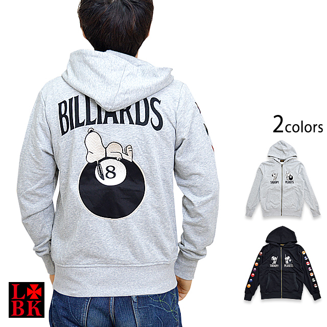 ロウブロウナックル スヌーピー 8ball Snoopyパーカー ロウブロウナックル ビリヤード 刺繍