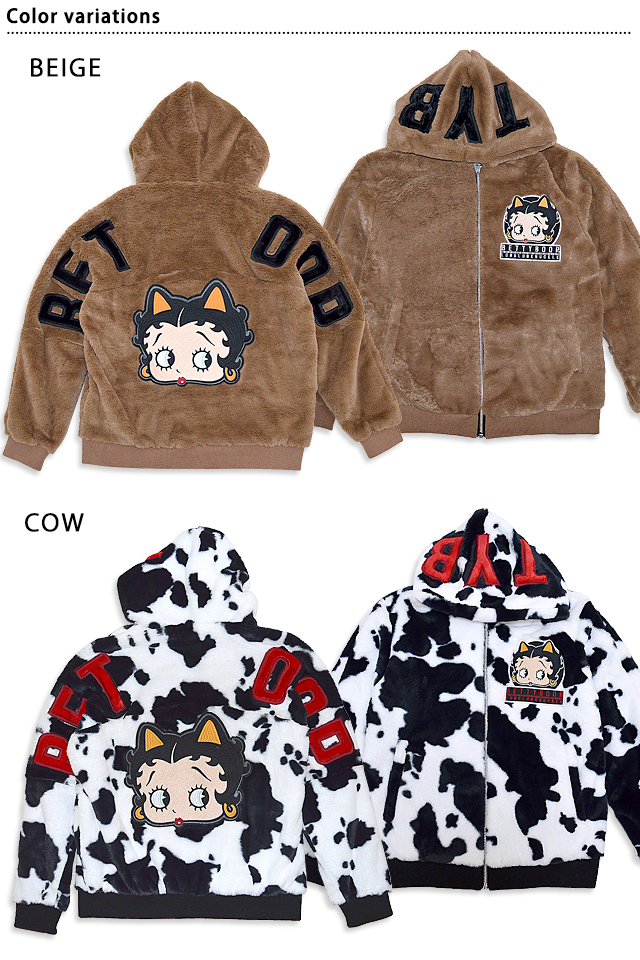 にゃんこBETTYフェイクファーパーカー◇ロウブロウナックル ブラック 