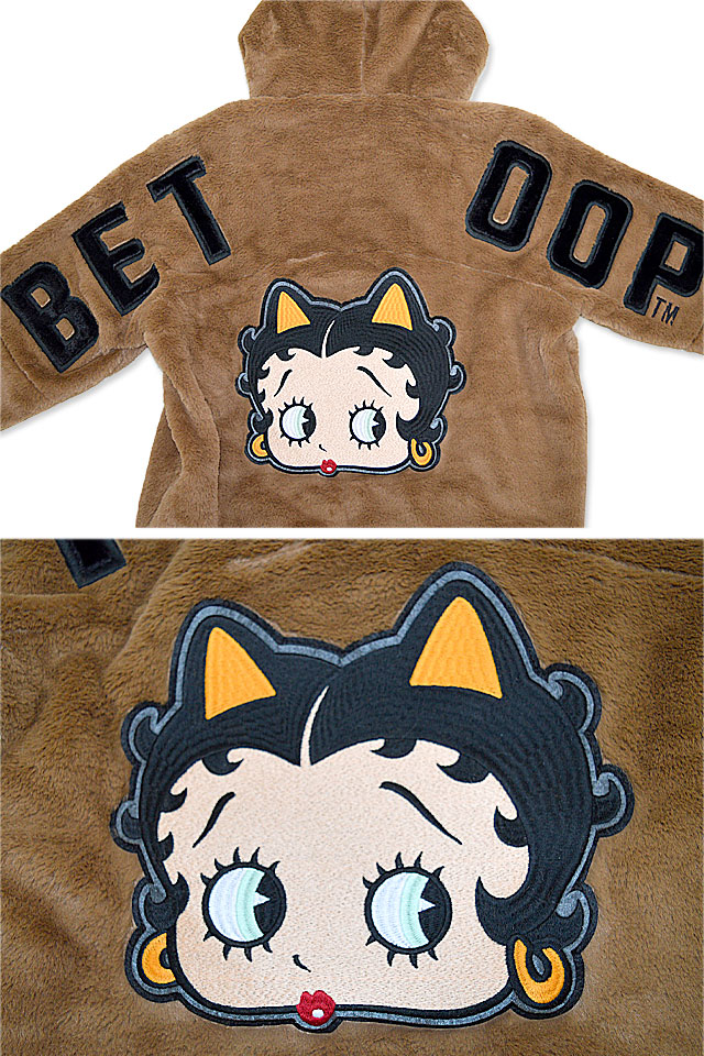 にゃんこBETTYフェイクファーパーカー◇ロウブロウナックル ブラック 