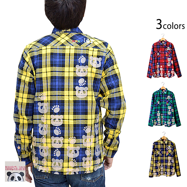 熊猫謹製パズルパンダフランネルチェックシャツ Pandiesta Japan パンディエスタジャパン