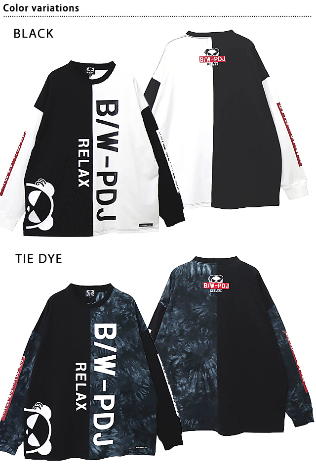 B/W-PDJ RELAXシリーズ ツートンBIGロングTシャツ◆PANDIESTA JAPAN