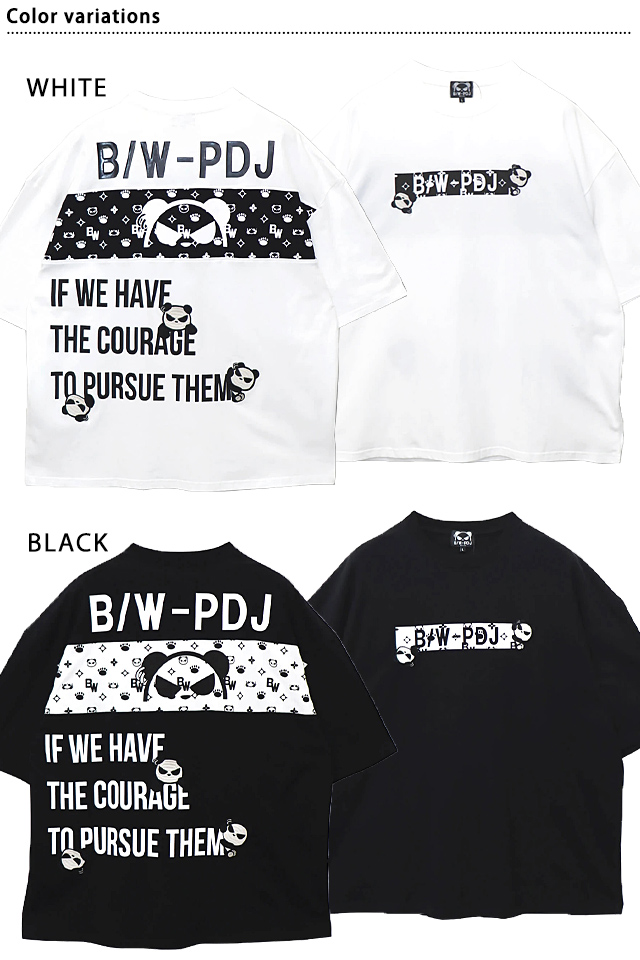 B/W-PDJ RELAXシリーズ ラインストーンパンダBIG Tee◆PANDIESTA JAPAN