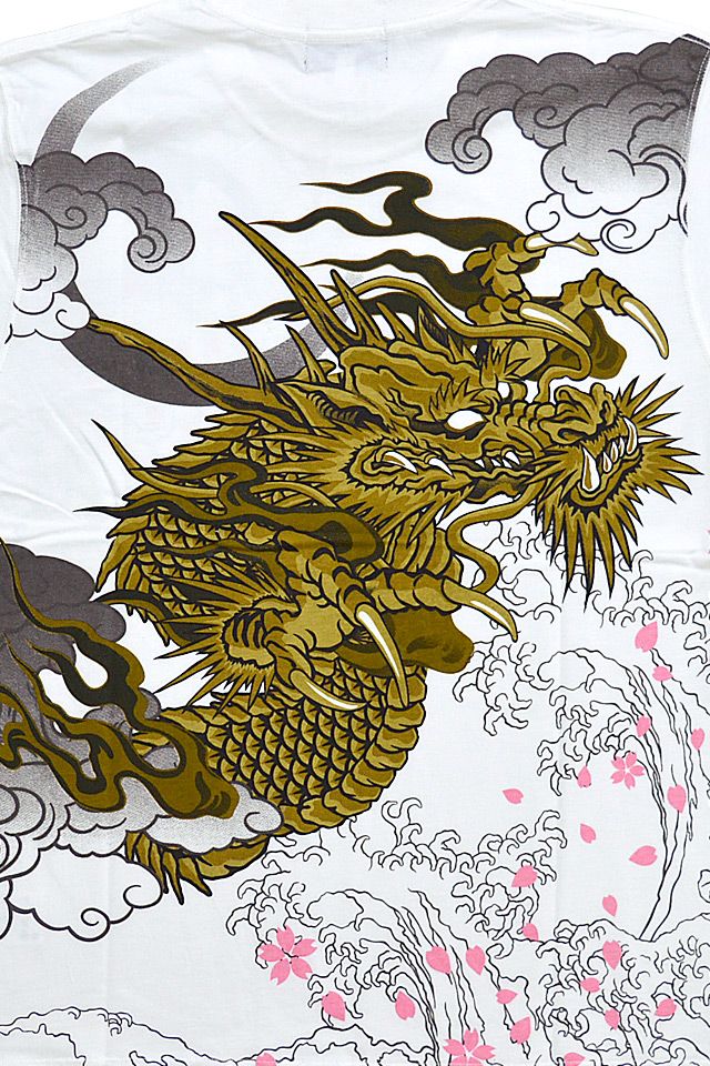 龍半袖tシャツ 朧 おぼろ 和柄 和風 竜 ドラゴン 雲 月