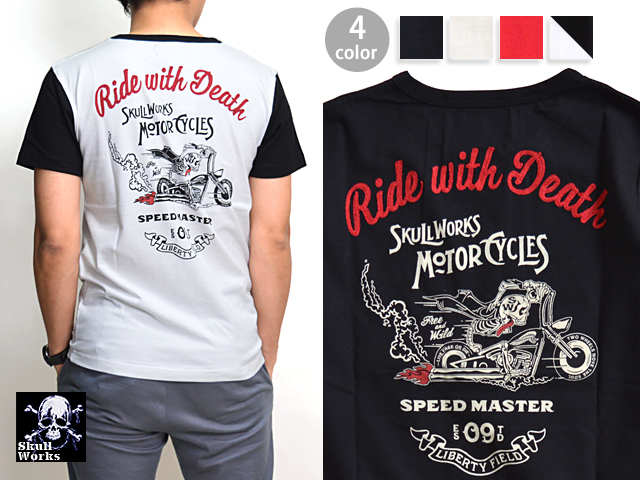 スカルライド半袖Tシャツ◆スカルワークス